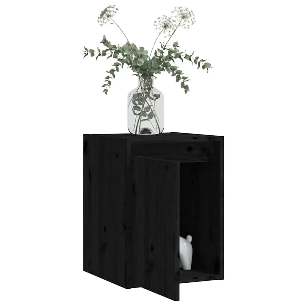 Wall Cabinet 2pcs Black 30x30x40 cm Solid Wood Floating Shelving Storage Unit