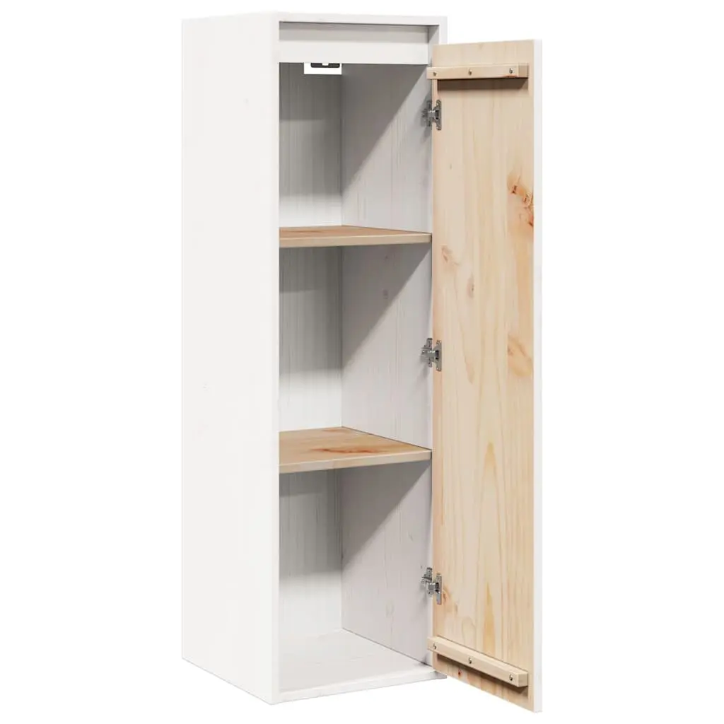 Wall Cabinet Solid Pinewood White 30x30x100 cm Hanging Storage Shelving Unit