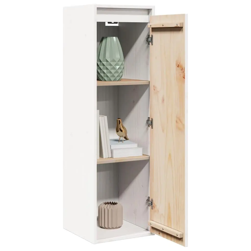 Wall Cabinet Solid Pinewood White 30x30x100 cm Hanging Storage Shelving Unit