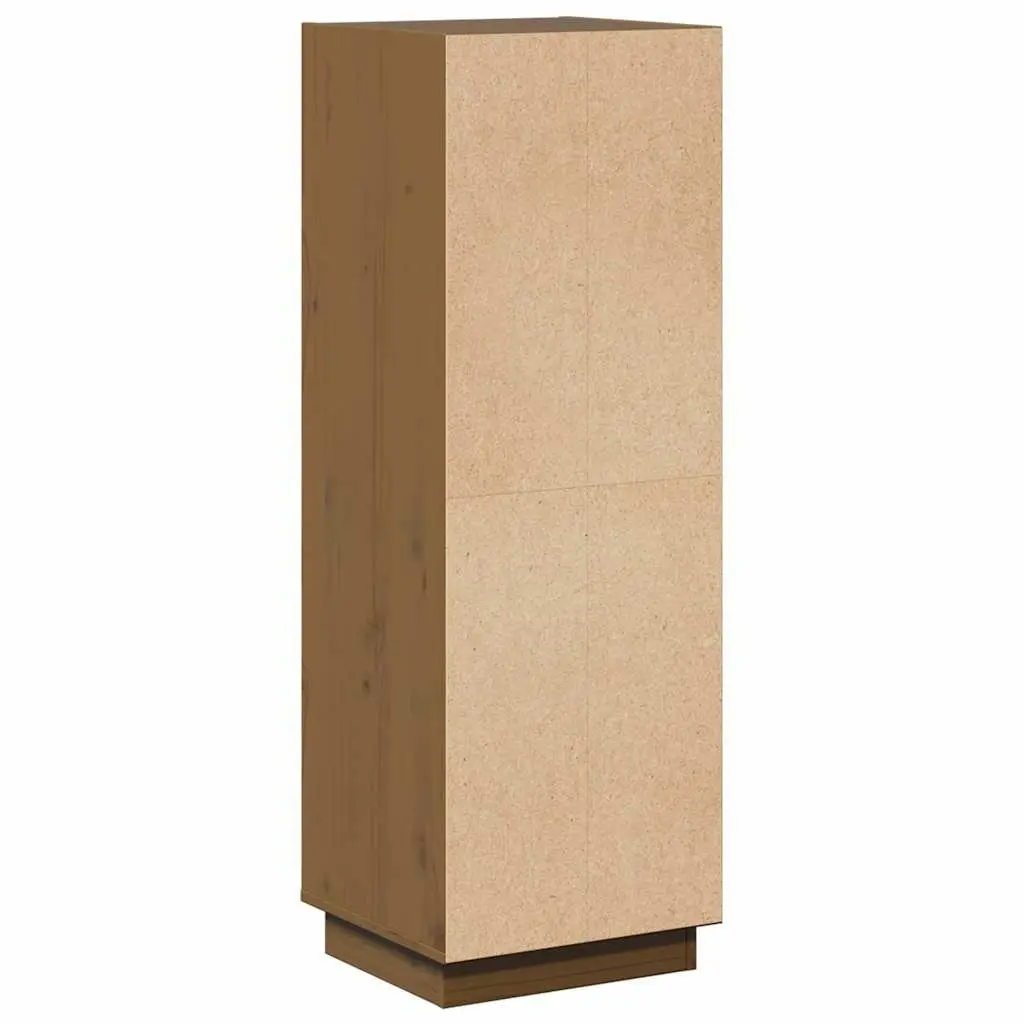 Highboard Solid Wood Storage Cabinet Brown with Open Shelf and Enclosed Compartment 37W x 34D x 110H cm
