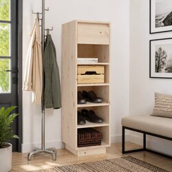 Shoe Cabinet Storage Organiser 5 Compartments 1 Drawer Brown Footwear Rack