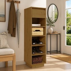 Shoe Cabinet with Drawer Brown Floating Feet Storage Organiser 5 Compartments
