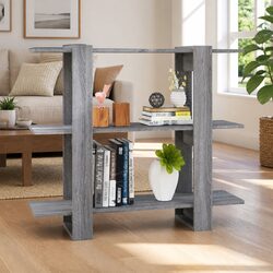 Book Cabinet Room Divider Grey Sonoma Bookshelf Storage Organiser 100x30x87cm