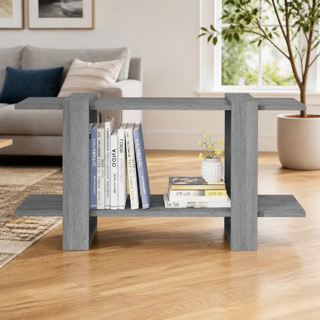 Book Cabinet Grey 100x30x51cm Shelving Unit Storage Organiser Display Furniture