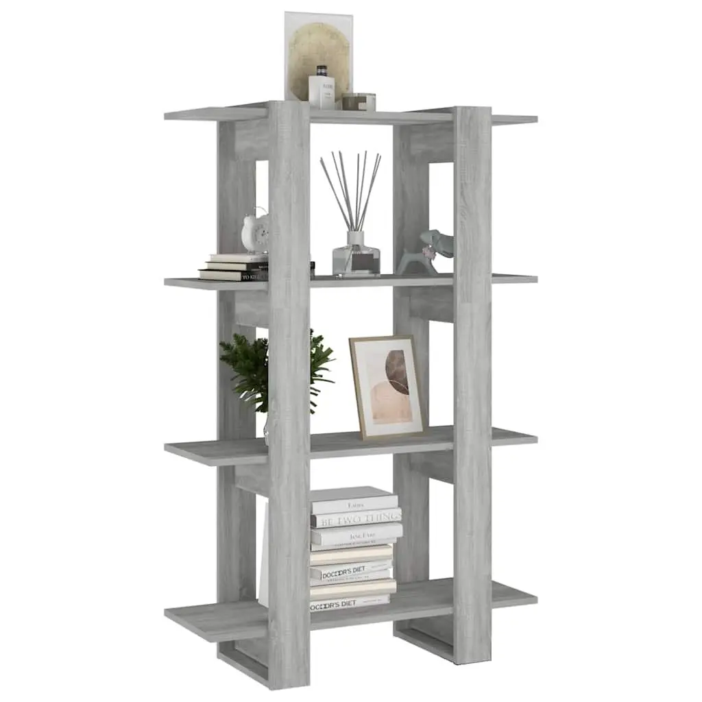 Book Cabinet Grey Wooden Shelving Unit Room Divider Storage Organiser