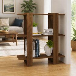 Book Cabinet Room Divider Brown Oak Storage Shelf Standing Bookcase Organiser