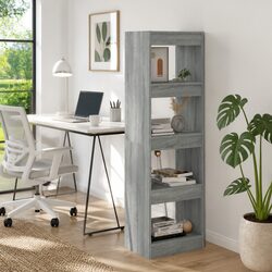 Book Cabinet Room Divider Tall Bookshelf Grey Standing Shelving Storage Unit