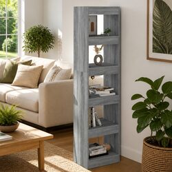Book Cabinet Room Divider Shelf Grey Sonoma 40x30x166cm Storage Bookcase