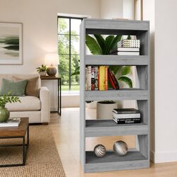 Book Cabinet Room Divider Grey Sonoma 60x30x135 cm Engineered Wood Shelving Unit