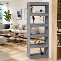 Book Cabinet Room Divider Grey Sonoma 60x30x166cm Engineered Wood Bookshelf