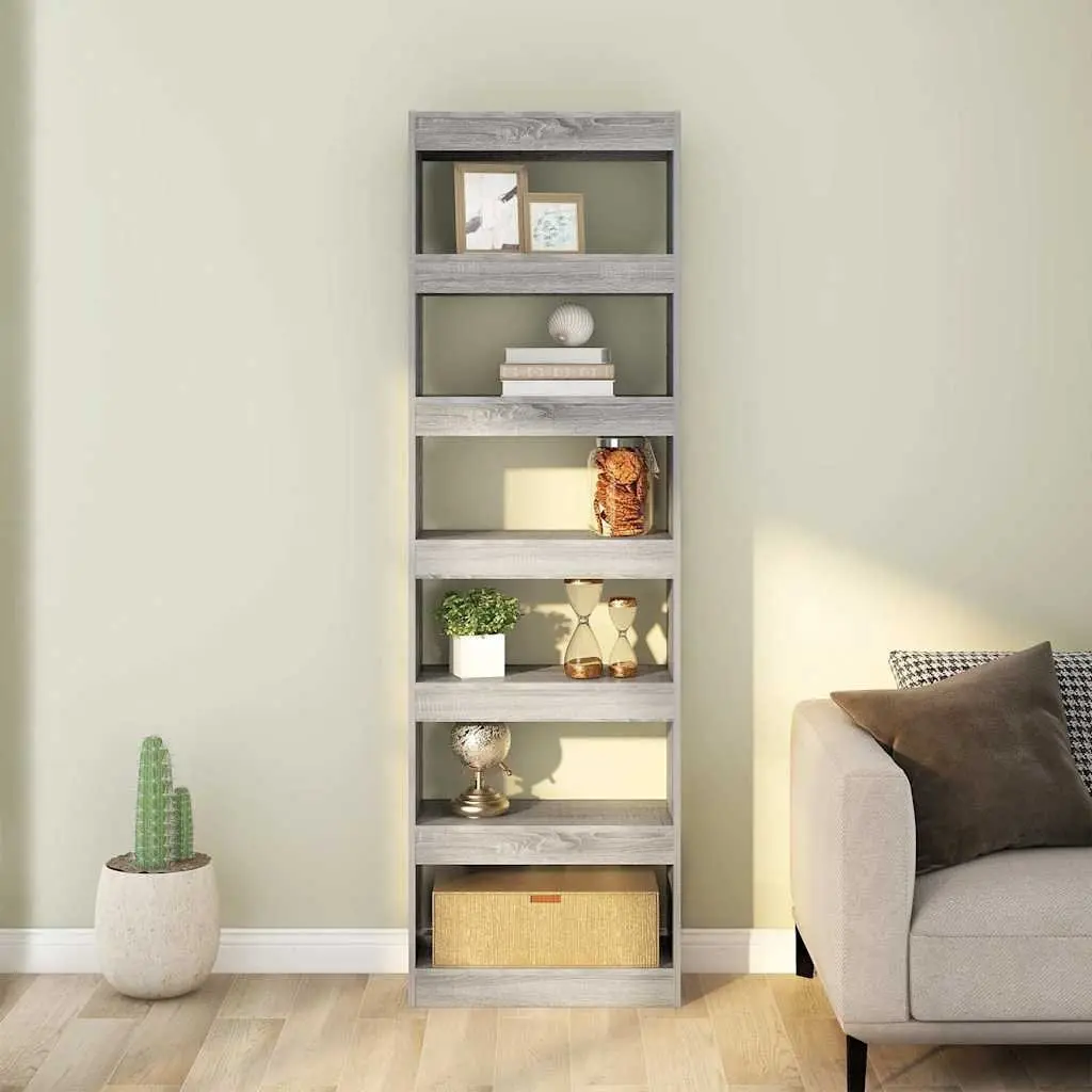 Book Cabinet Wooden Shelving Storage Room Divider Grey 60x30x198 cm