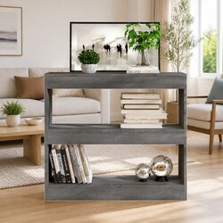 Book Cabinet Room Divider Grey Shelving Unit Storage Bookcase 80x30x72cm