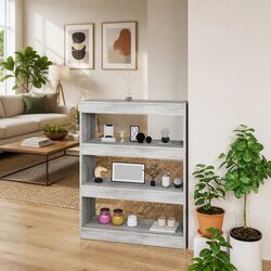 Book Cabinet Room Divider Grey Sonoma 80x30x103cm Wooden Shelving Storage Unit