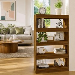 Book Cabinet Room Divider Brown Oak 80x30x135cm Engineered Wood Bookshelf