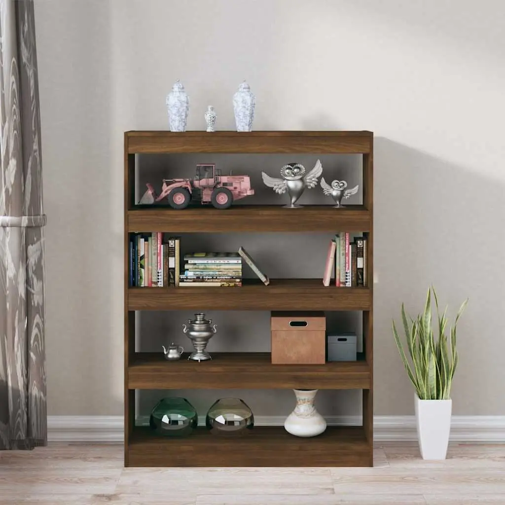 Book Cabinet Room Divider Storage Unit Brown Oak Shelving Organiser