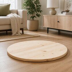 Round Solid Pine Wood Table Top 60cm Diameter Natural Brown Dining Coffee