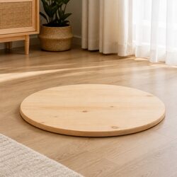 Round Solid Pine Wood Table Top Ø70cm x 2.5cm High Brown Natural Wood Surface
