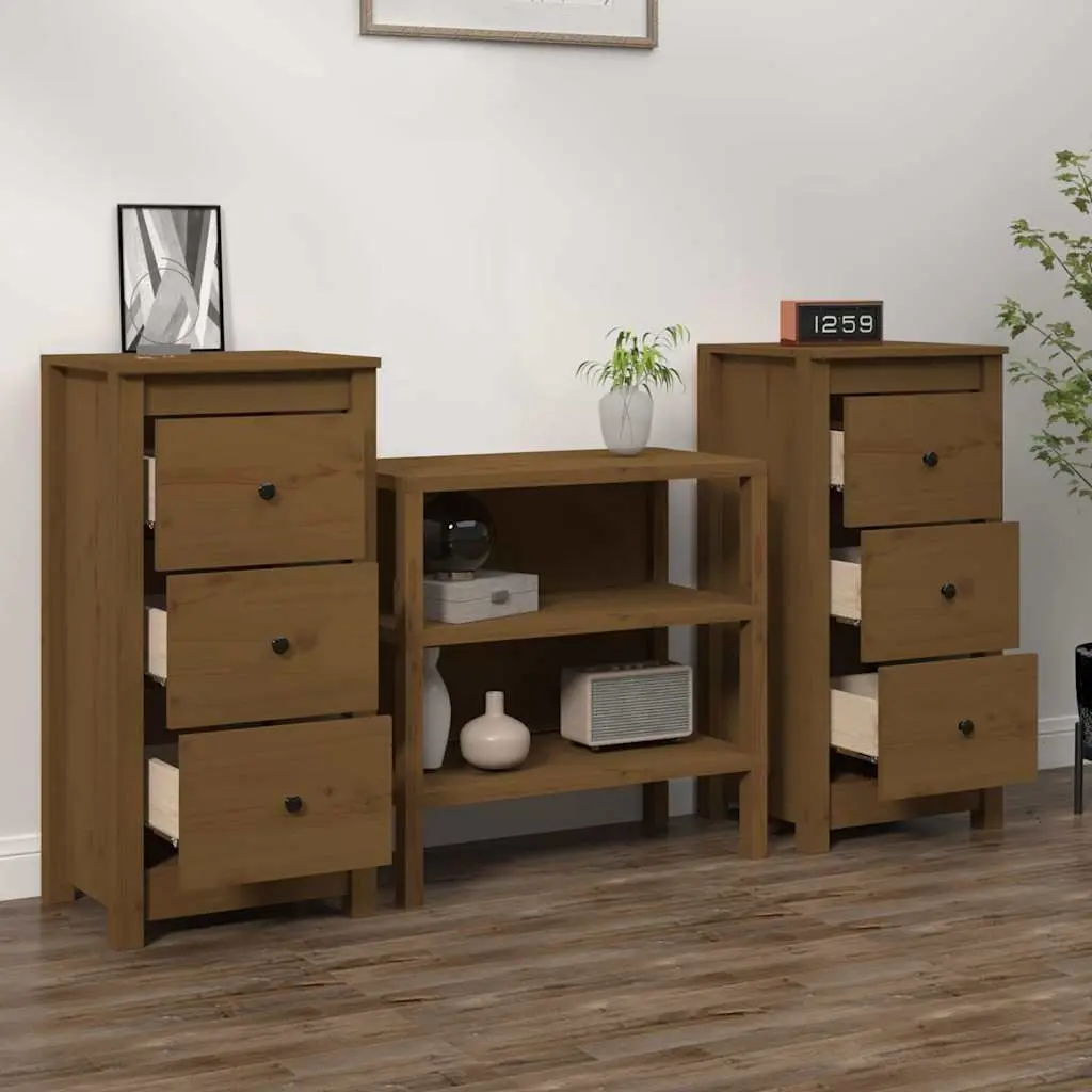 Sideboard Cabinet Solid Pine Wood Storage 40x35x80 cm Brown 2 Piece