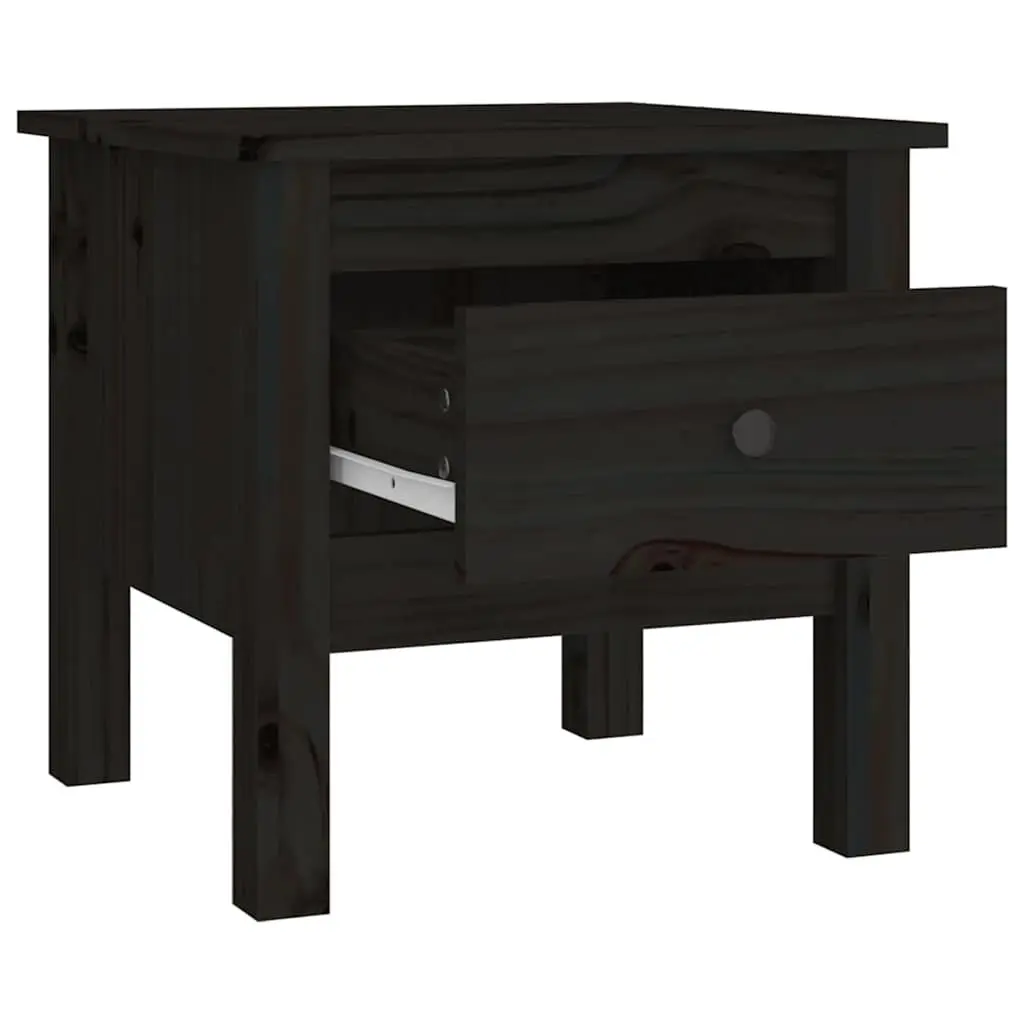 Side Tables 2 pcs Solid Wood Pine Black 40x40x39 cm End Table Bedside
