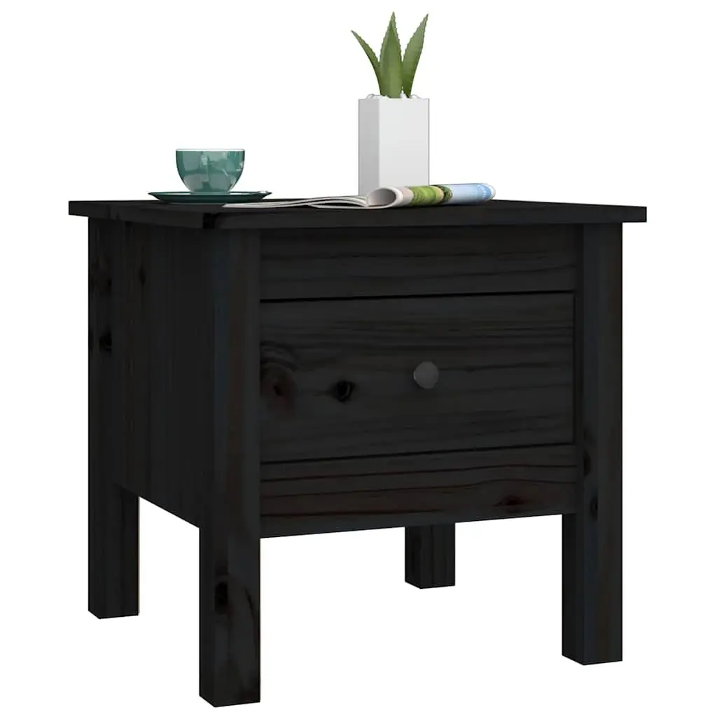 Side Tables 2 pcs Solid Wood Pine Black 40x40x39 cm End Table Bedside