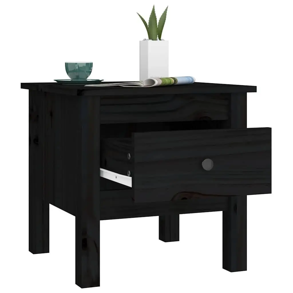 Side Tables 2 pcs Solid Wood Pine Black 40x40x39 cm End Table Bedside