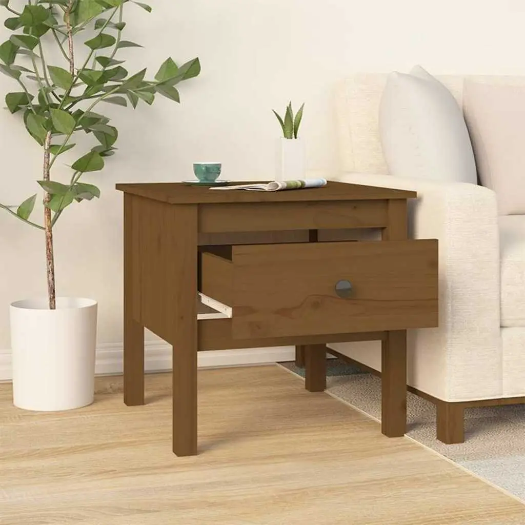 End Tables Solid Wood Pine 2 pcs Brown Side Table Living Room Bedroom Nightstand