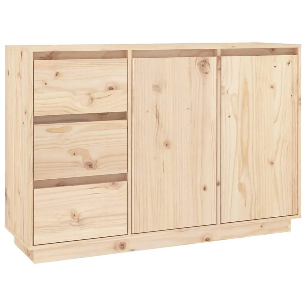 Solid Wood Pine Sideboard Brown Storage Cabinet 2 Doors 3 Drawers