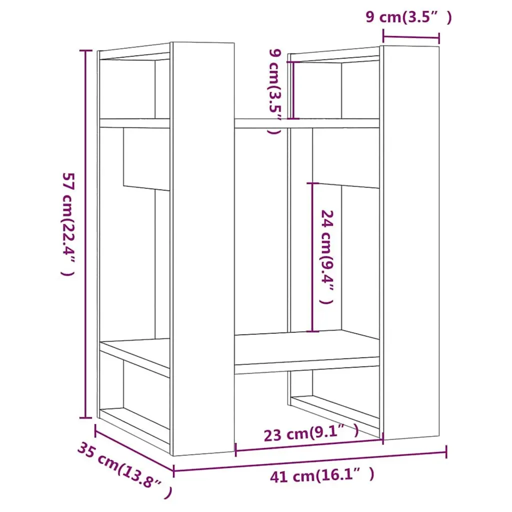 Solid Wood Pine Book Cabinet Room Divider 41x35x57cm Brown