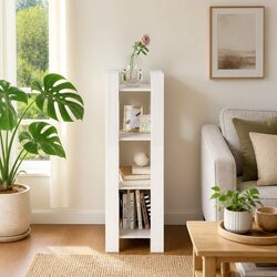 Wooden Book Cabinet Room Divider White Solid Pine Wood Shelving Storage Unit