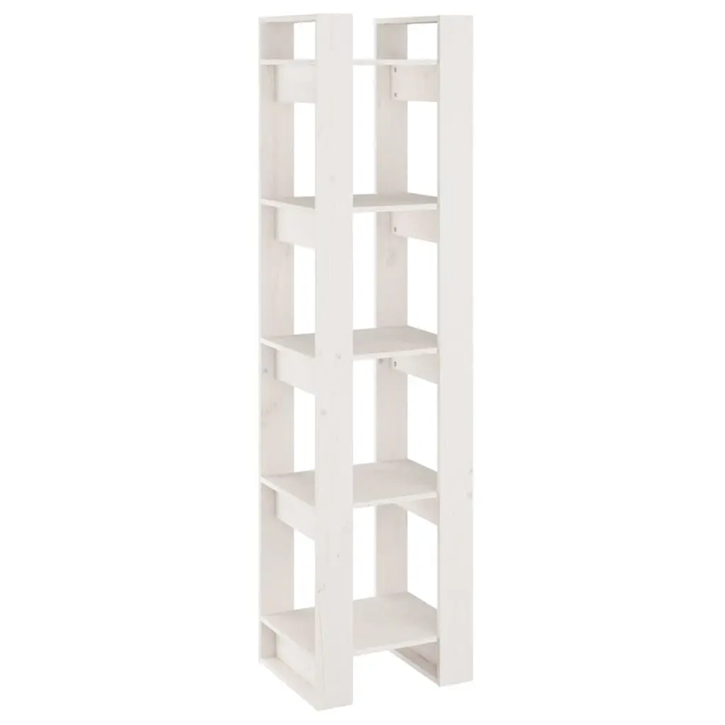Book Cabinet Open Shelving Unit Solid Pinewood White 41x35x160 cm