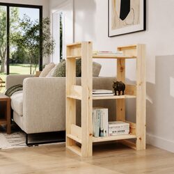 Solid Wood Pine Book Cabinet Room Divider 60x35x91cm Brown Shelving Storage