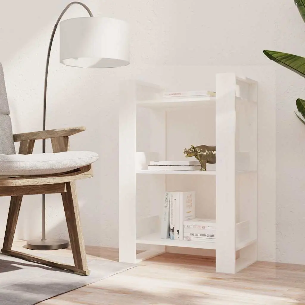 Book Cabinet Room Divider Solid Pine Wood White Shelving Storage Organiser