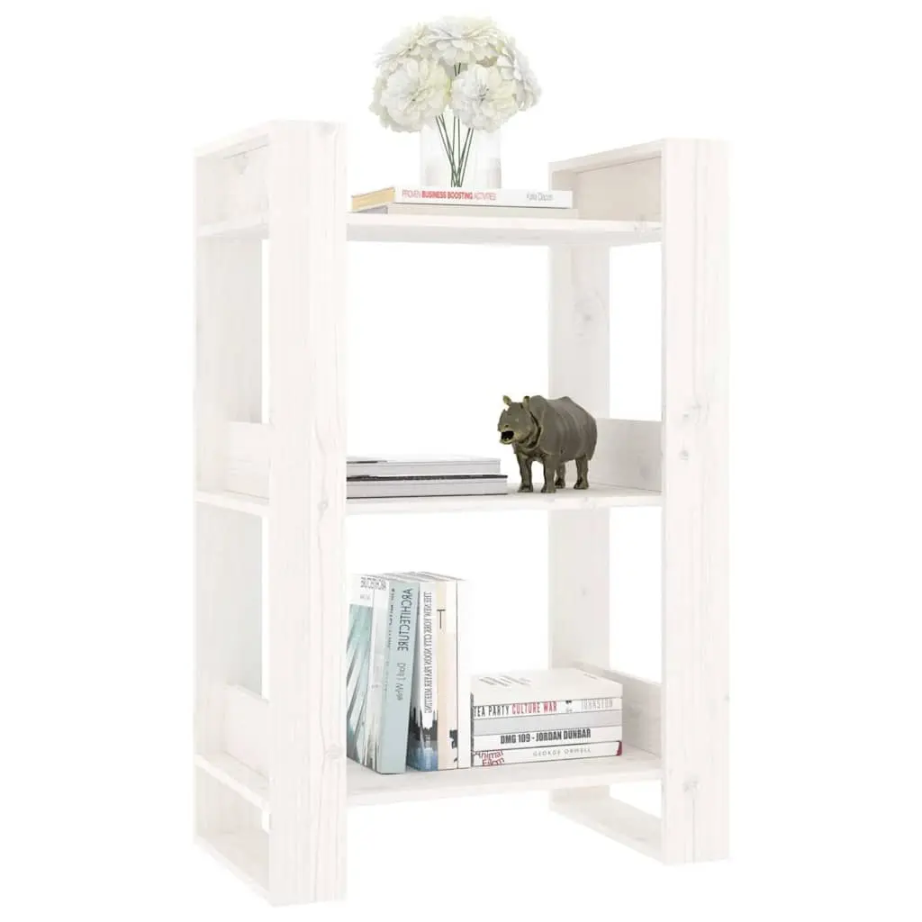 Book Cabinet Room Divider Solid Pine Wood White Shelving Storage Organiser