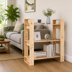 Solid Wood Pine Book Cabinet Room Divider 80x35x91cm Brown Bookshelf Storage