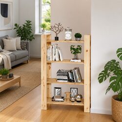 Book Cabinet Room Divider 80x35x125cm Solid Pine Wood Shelving Storage Organiser