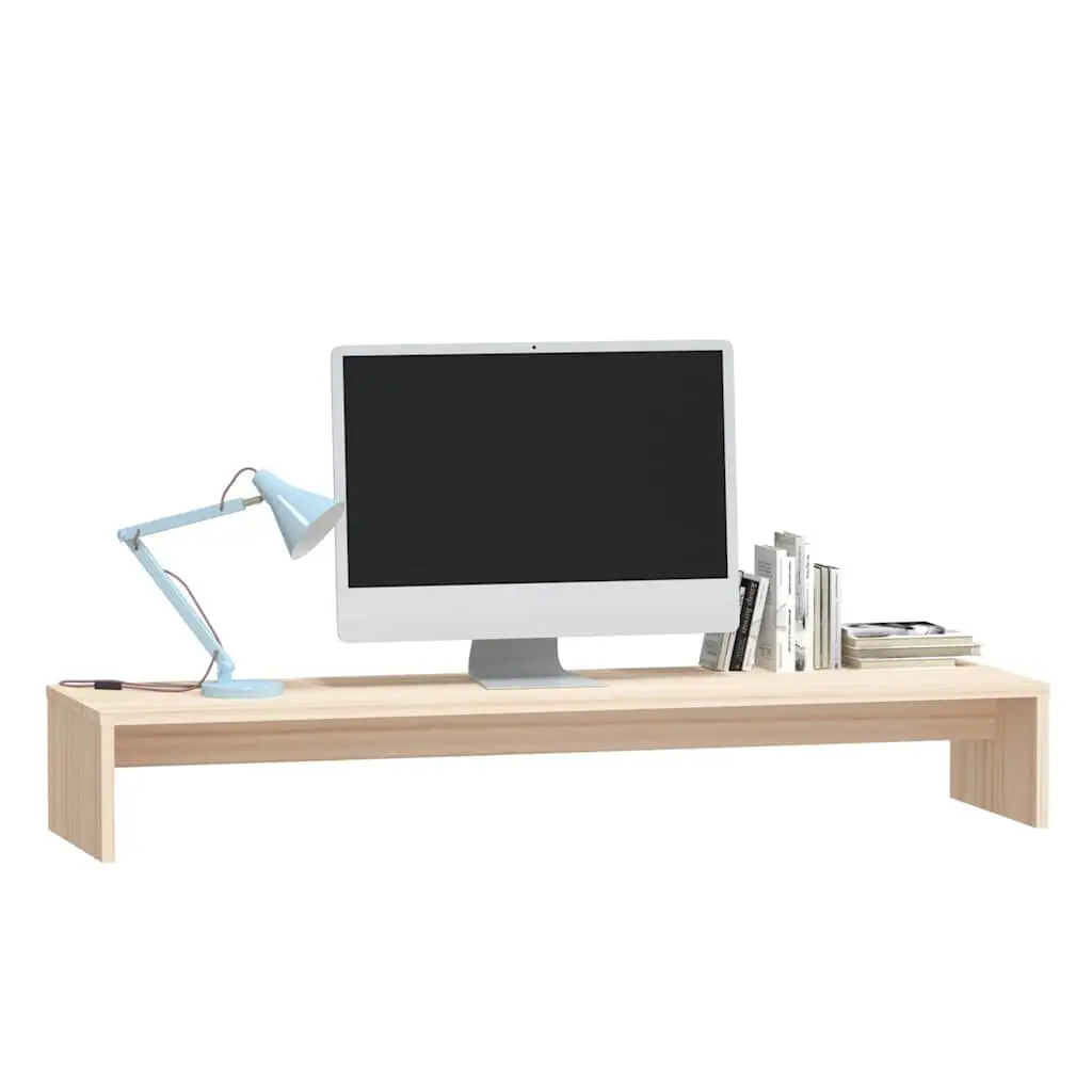 Monitor Stand Solid Wood Pine 100x27x15cm Desktop Riser Brown