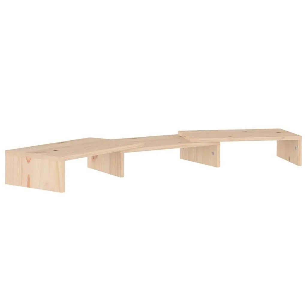 Monitor Stand Solid Wood Pine Riser Desk Organizer Adjustable Shelves Brown 80cm
