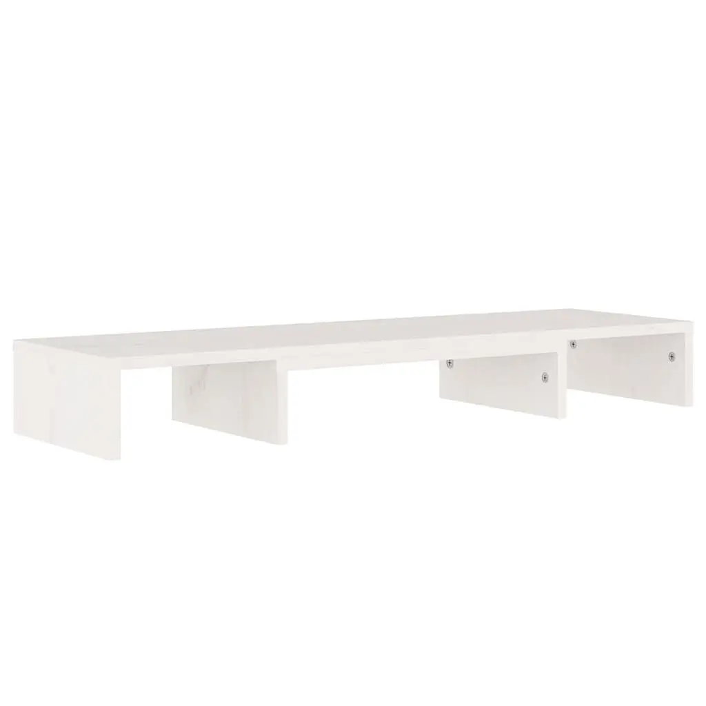 Monitor Stand Adjustable Solid Wood White Desk Riser Keyboard Storage