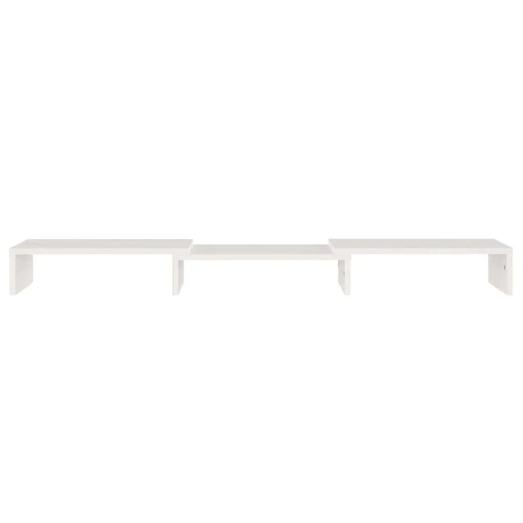 Monitor Stand Adjustable Solid Wood White Desk Riser Keyboard Storage