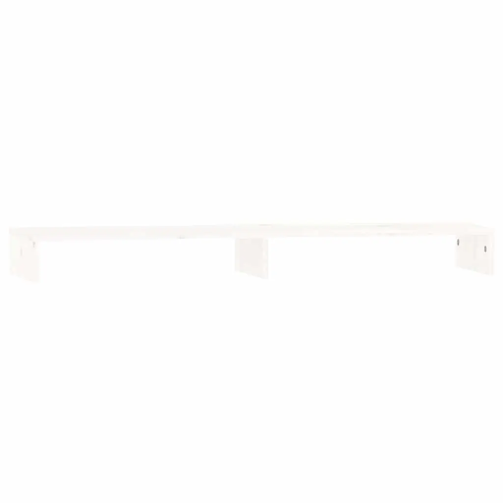 Monitor Stand White Solid Pine Wood Computer Riser Desk Organizer Storage 100cm