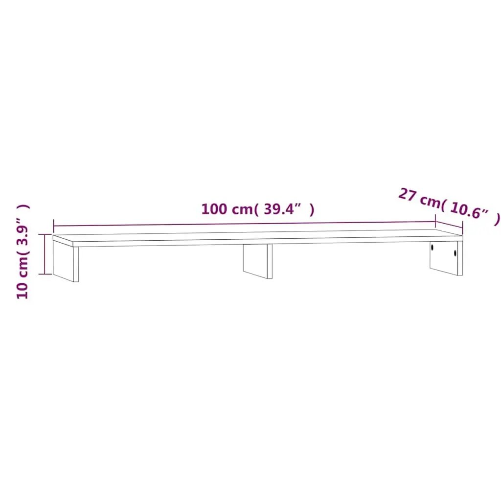 Monitor Stand White Solid Pine Wood Computer Riser Desk Organizer Storage 100cm