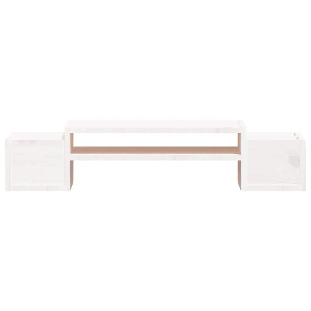 Monitor Stand White 70x27.5x15 cm Solid Pine Wood Computer Riser with Storage
