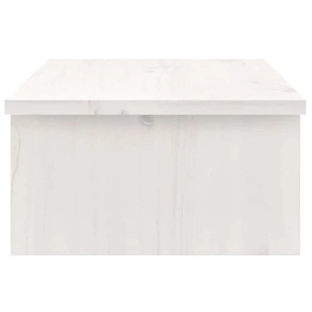 Monitor Stand Solid Pine Wood White Computer Riser Desk Organizer Storage