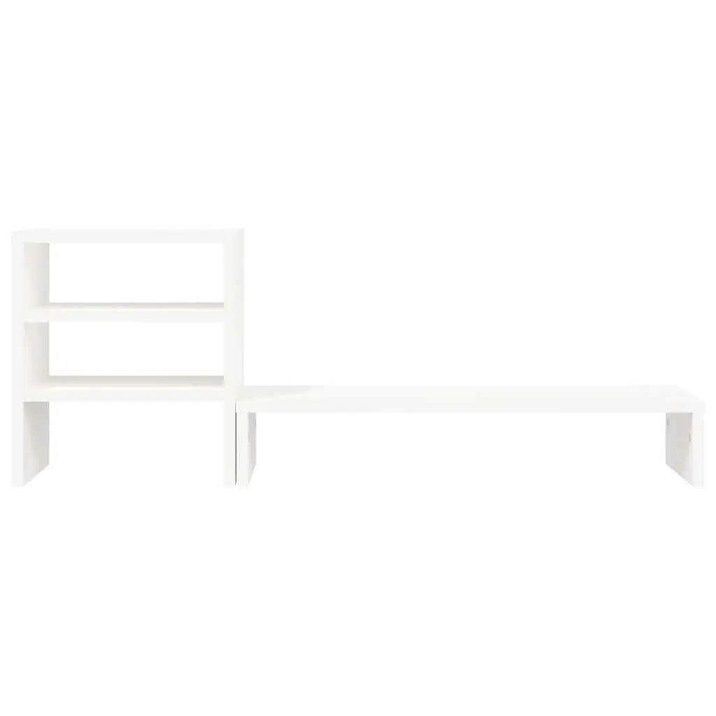 Monitor Stand White Solid Wood Pine Computer Riser Desk Organizer Storage Shelf