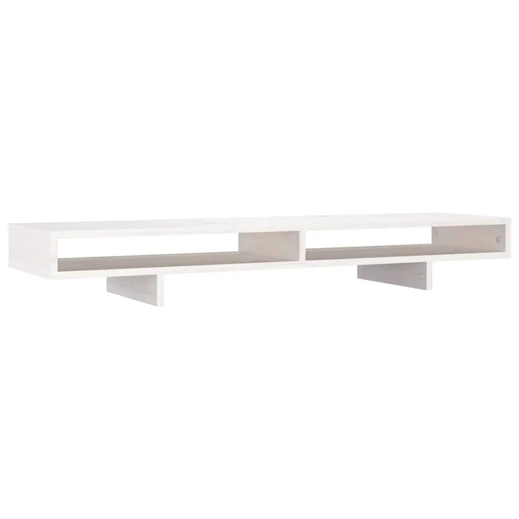 Monitor Stand White Solid Wood Pine Computer Riser Desk Organizer Storage 100cm