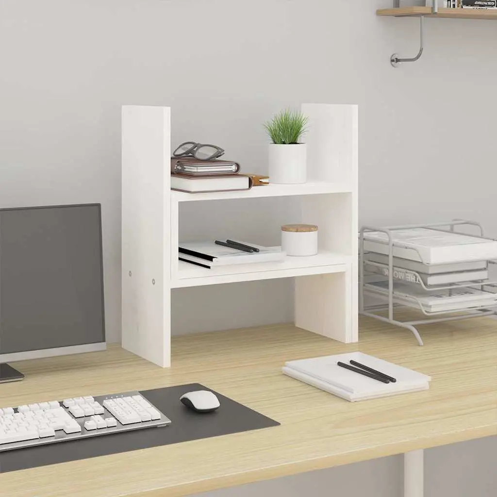 Monitor Stand Adjustable Solid Wood Pine White Desk Riser