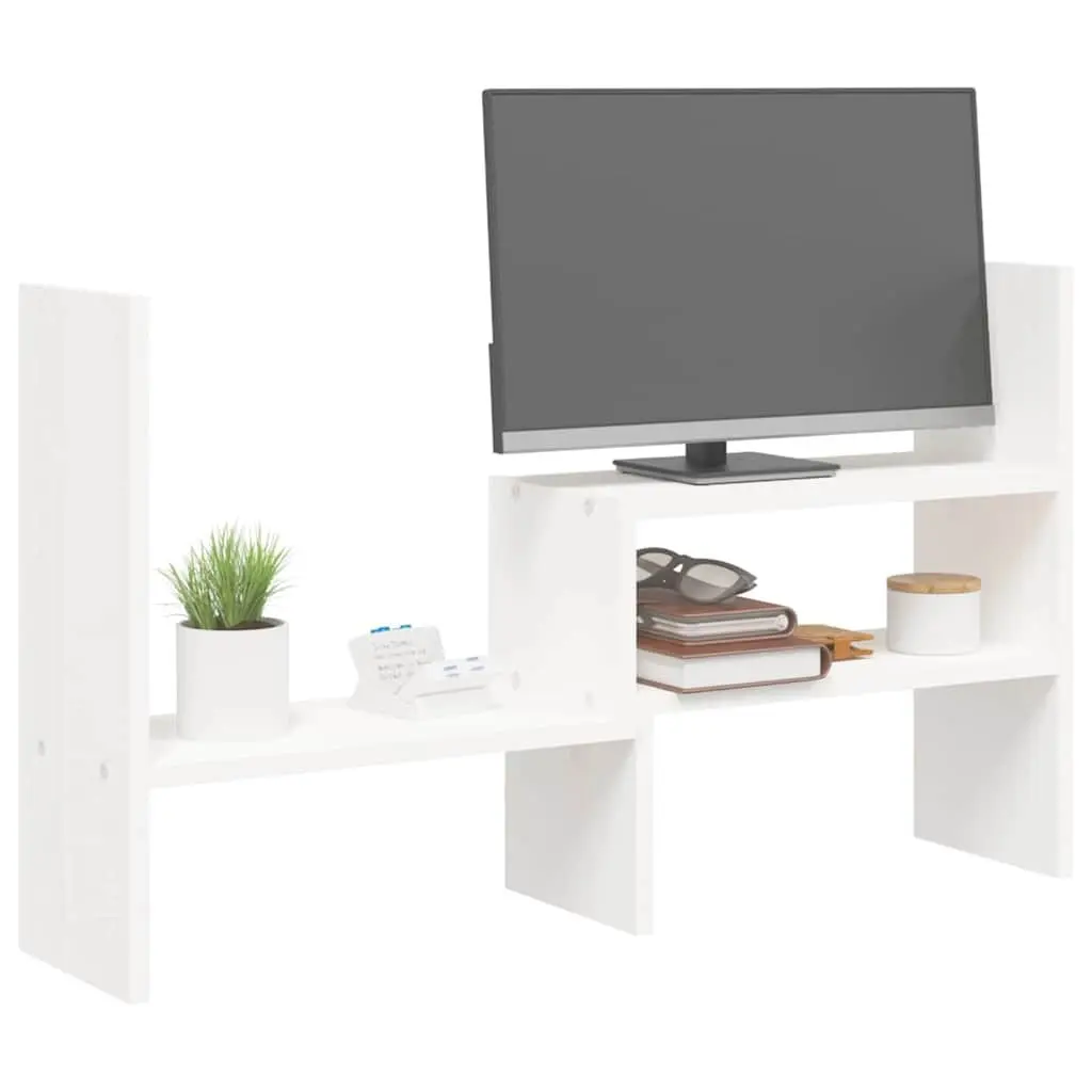 Monitor Stand Adjustable Solid Wood Pine White Desk Riser