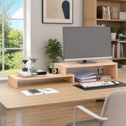 Wooden Monitor Stand Adjustable Computer Riser Keyboard Storage Desk Organiser