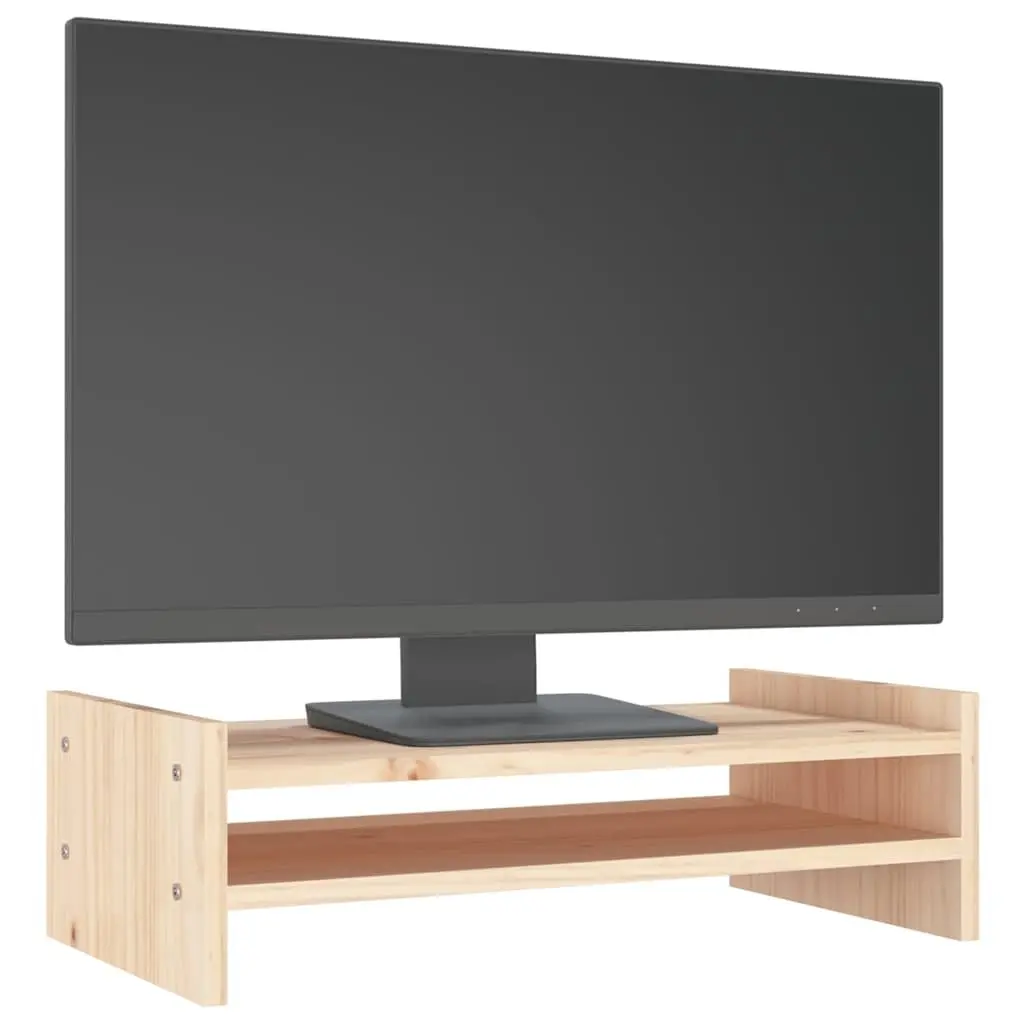 Monitor Stand Solid Wood Pine Ergonomic Height 50x27x15 cm Brown