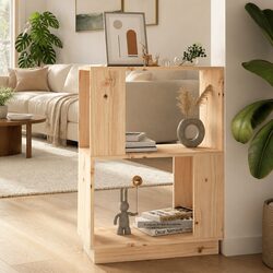 Wooden Book Cabinet Room Divider Bookshelf Storage Organizer Brown Pine